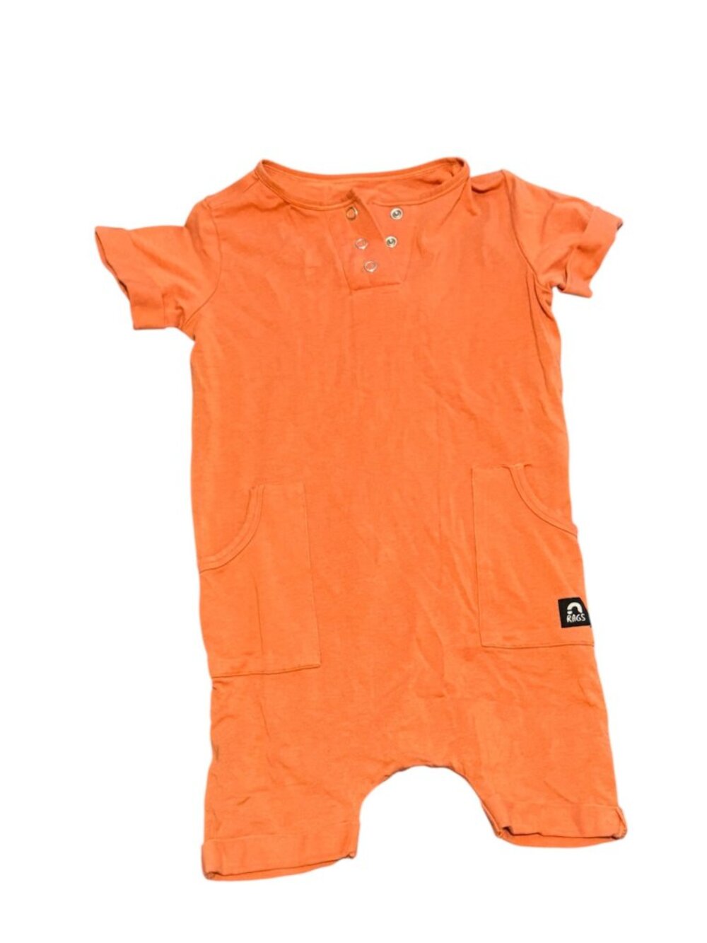 Rags to Raches Orange Short Sleeve Romper | Premium Minimalist Baby Toddler One